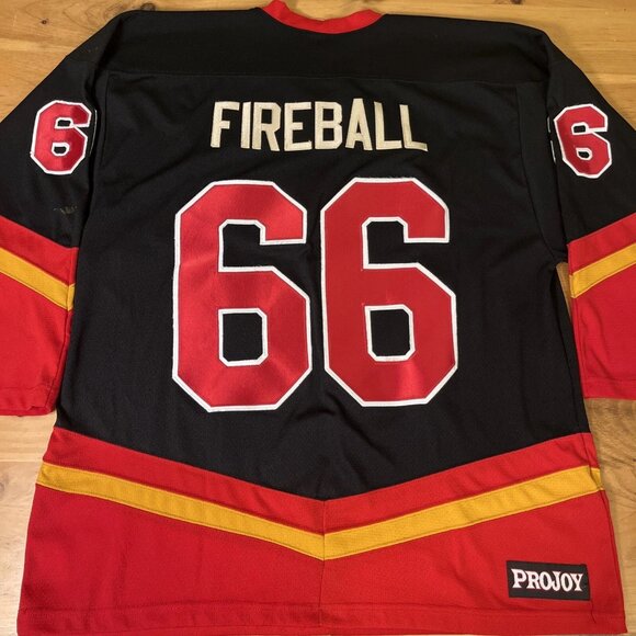 Fireball Whisky Hockey Jersey Large Black Stitched Raised Lettering #66 Projoy - Picture 10 of 16